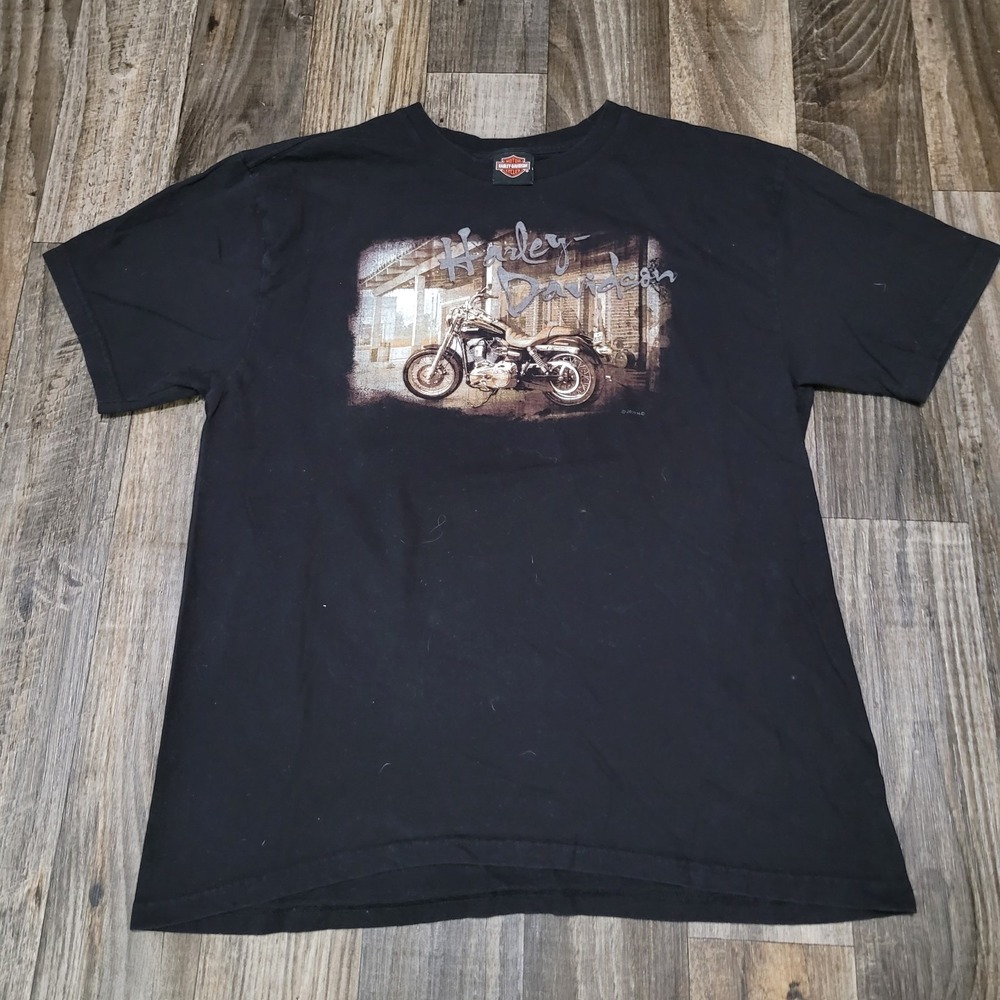 Harley Davidson Black Men's Size XL Dothan, Alabama Cotton Field Helicopter